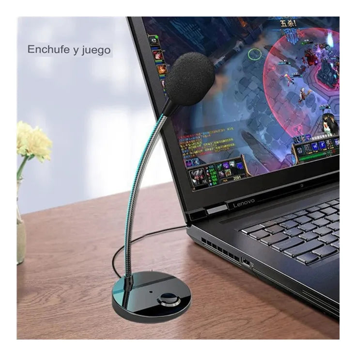 Micrófono De Mesa 360 Grados Fanmuran Con Acústica Profesion Color Negro