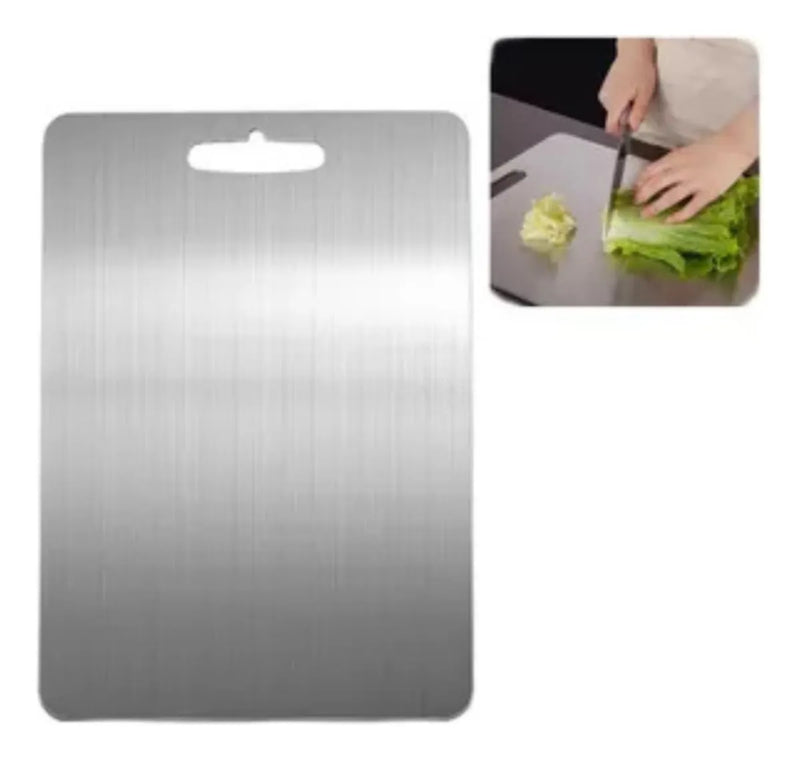 Tabla De Cortar Alimentos En Acero Inoxidable 29 Cm X 39 Cm Lisa Gris