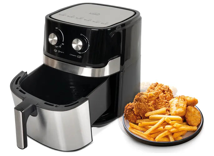 Freidora Aire Air Fryer Multifuncional Kalley Grande 6.3 Lt. Negro/plateado