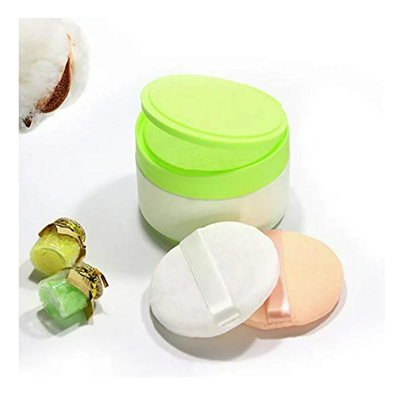 Caja Recargable Para Talco De Bebé Con Puff Y Tamiz - Verde