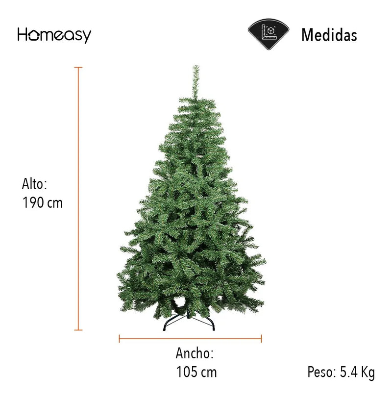 Árbol De Navidad Pino Navideño 1.90 M Grande Con Soporte Color Verde