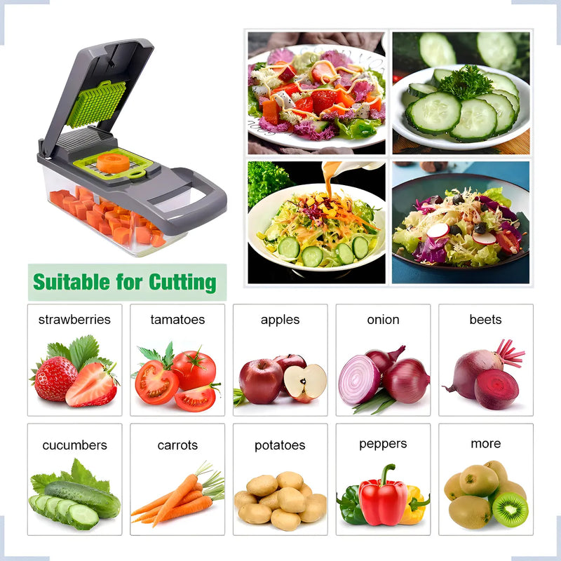 Rallador Picador Cortador Frutas Y Verduras Multiuso 16 En 1