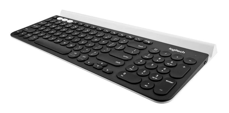 Teclado bluetooth Logitech QWERTY español latinoamérica color negro y blanco