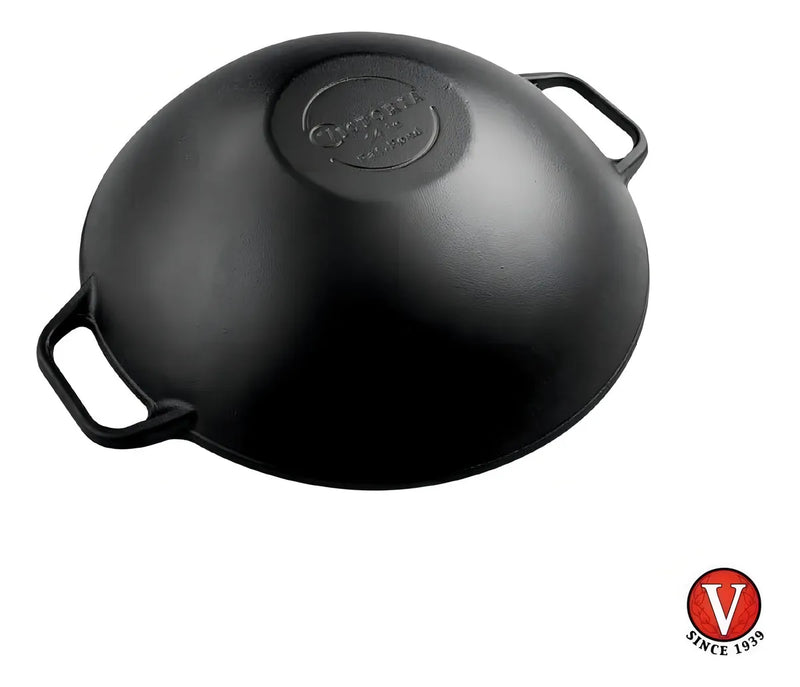 Sarten Wok 14 De Hierro Fundido Esmaltado Victoria Color Negro