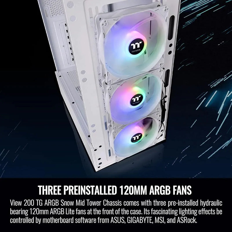 Thermaltake View 200 Tg Snow Argb Motherboard Sync Atx Caja White