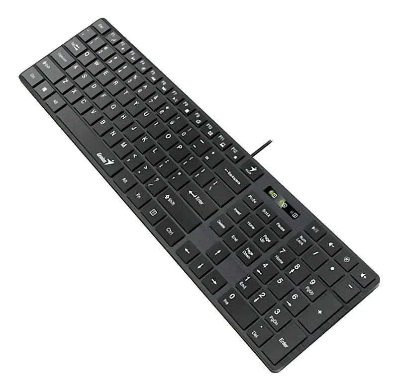 Teclado Genius SlimStar QWERTY Membrana español color negro con luz no