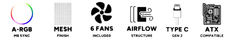 Chasis Airone 100 Mesh 1m-w Blanca 6.fan 120mm