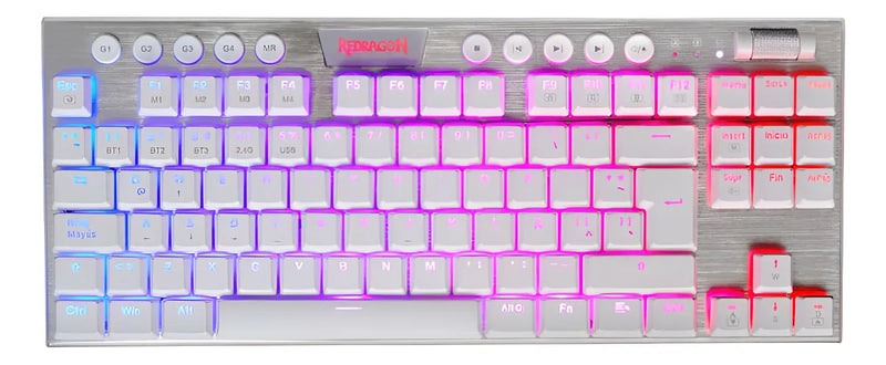 Teclado Gamer Inalámbrico Redragon Horus K621w Tkl Blanc Rgb Idioma Español Latinoamérica Color Del Teclado Blanco