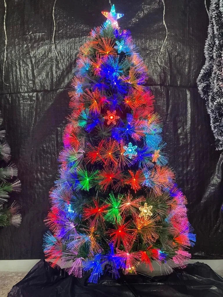 Arbol Fibra Optica Luz Calida Adorno Luz Color 180cm Verde Oscuro