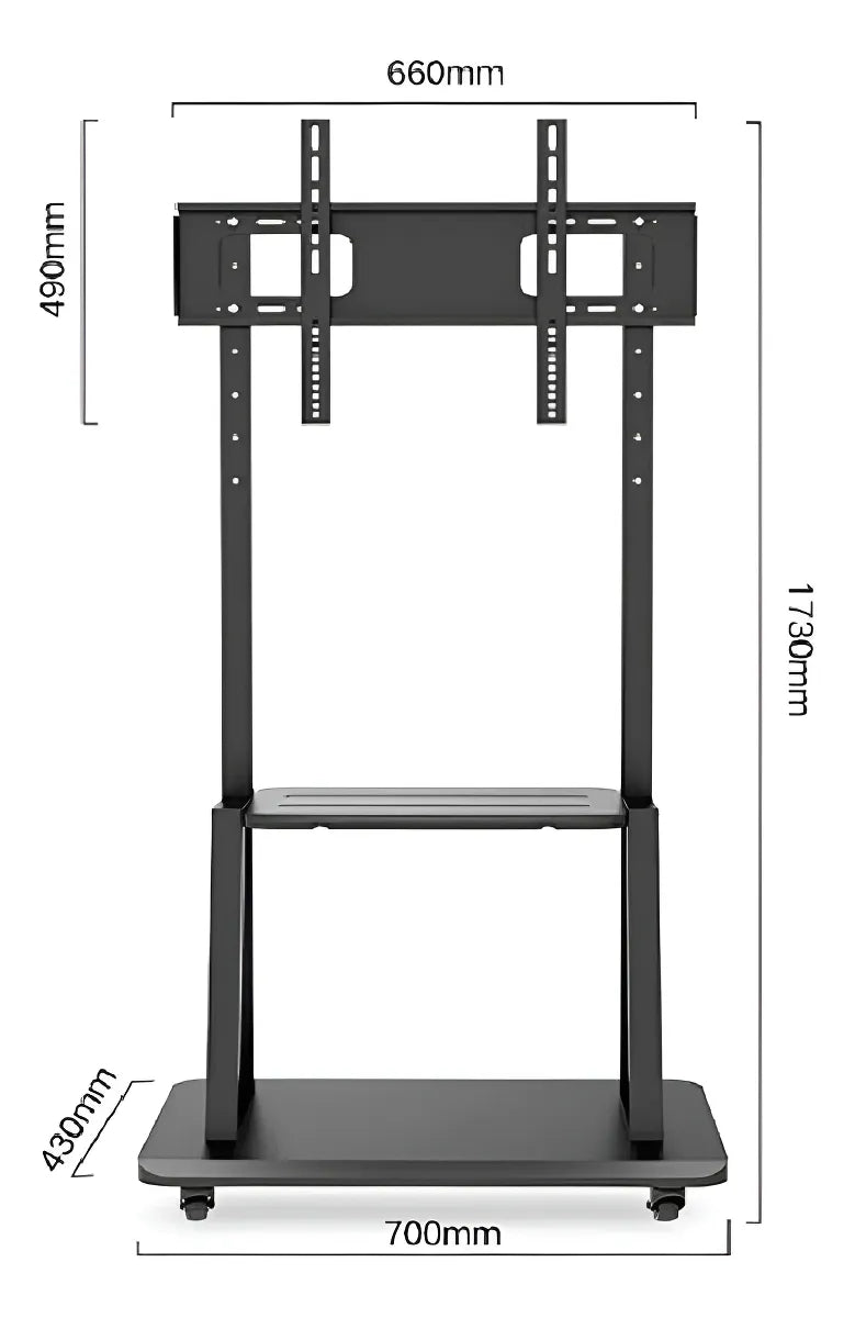 Soporte Pedestal Ruedas 32 A 70/max 50kg Tv Móvil Carrito Color Negro