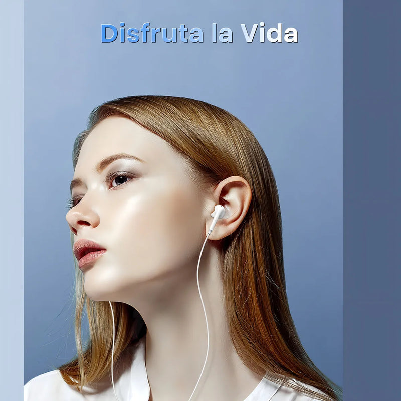 Audífonos In Ear Manos Libres Alambricos Micrófono 3.5 1hora Color Blanco