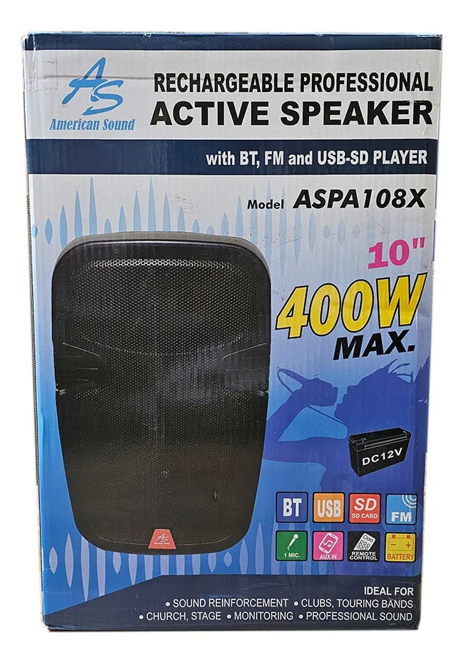 Cabina De Sonido Américan Sound 10 Pulgadas Aspa108x Negro