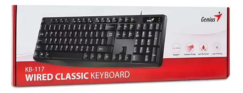 Teclado Clásico Smart Genius Alámbrico Kb-117 Negro