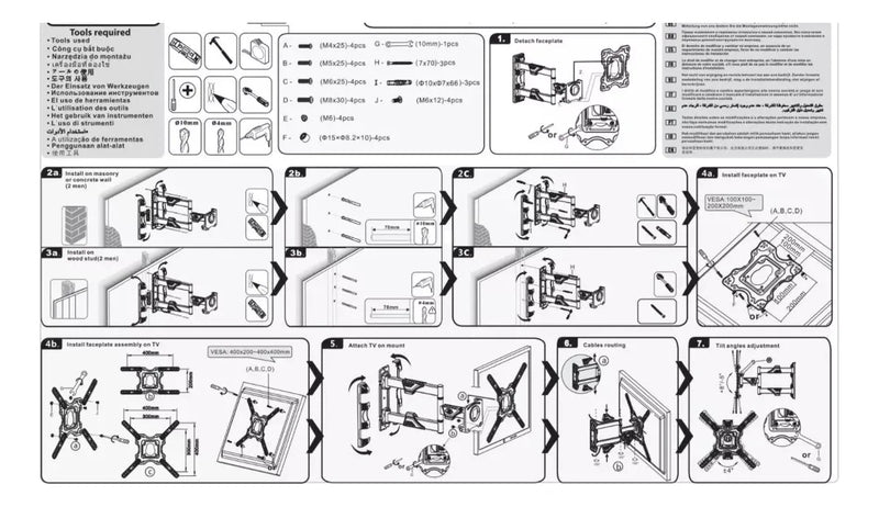 Soporte De Pared Para Tv/monitor P4 De 32 A 55 52 Bits Negro