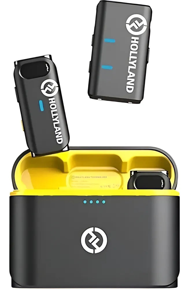 Micrófono inalámbrico Hollyland Lark M1 de doble solapa para teléfonos inteligentes de color negro