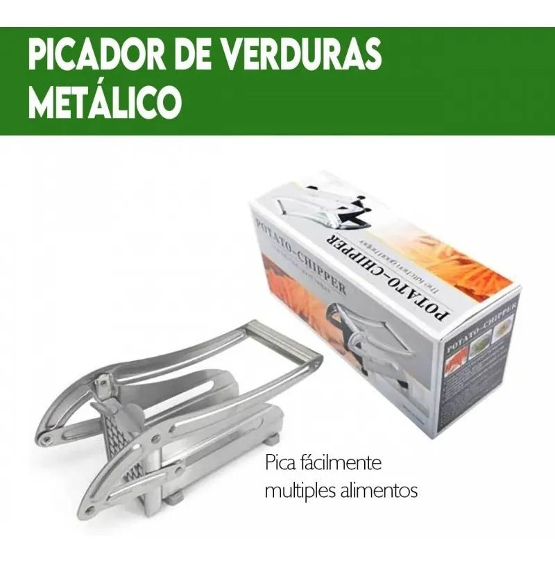 Picador De Verduras Metálico Cortador Rebanador Papas Hogar
