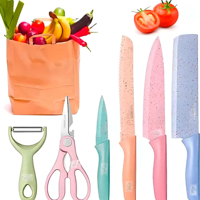 Set De Cuchillos 6 Piezas Cuchillos Cocina Cuchillería Color Color Pasteles