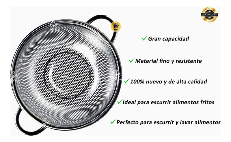 Colador Escurridor Para Alimentos Fritos Metal Galvanizado Disponible
