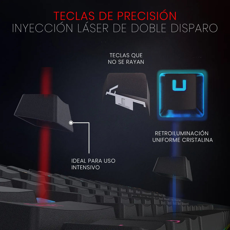 Teclado Redragon Kumara QWERTY Outemu Red español latinoamérica color negro con luz RGB