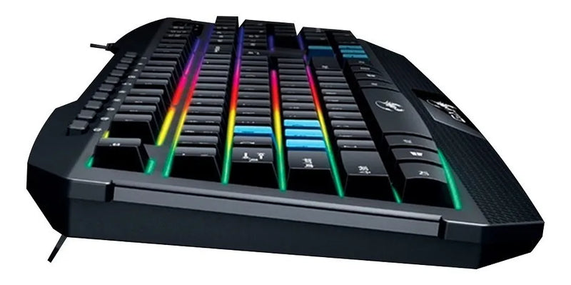 Teclado Genius QWERTY Membrana español color negro con luz de 7 colores