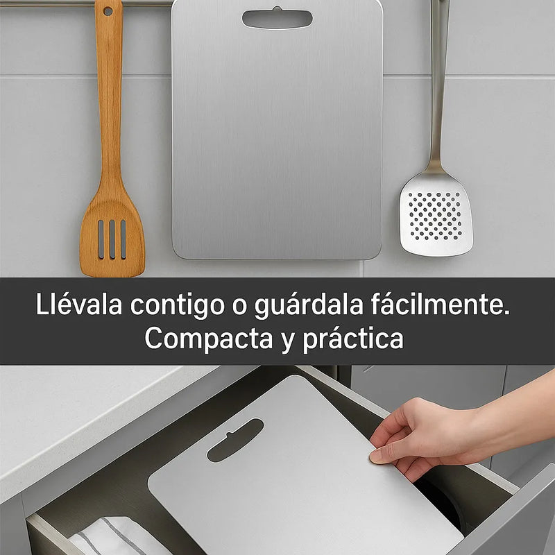 Tabla Para Picar Alimentos Acero Inoxidable Antibacterial Tabla Picar Gris