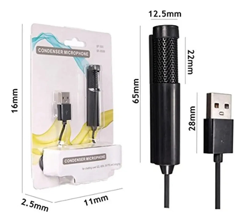 Mini Microfono Sf555b Omnidireccional Portatil Usb Color Negro