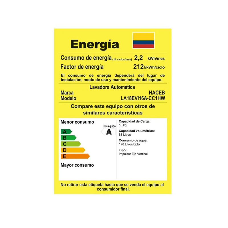 Lavadora Haceb Ivy 19 Kg Carga Superior Negra Lav Ivy 19 Kg Negro