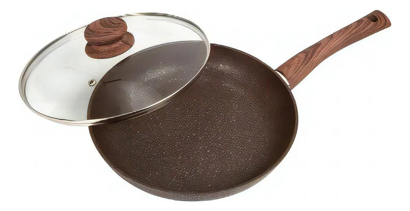 Sartén 24 Cm Bronce Free Home Antiadherente Tapa De Vidrio
