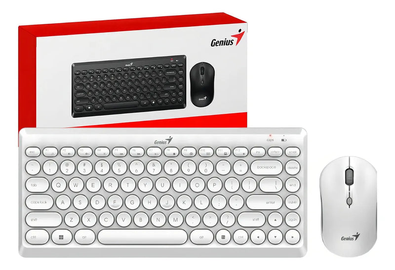 Combo Genius Teclado Y Mouse Q8000 Inalámbrico Tkl Mouse Blanco Teclado Blanco
