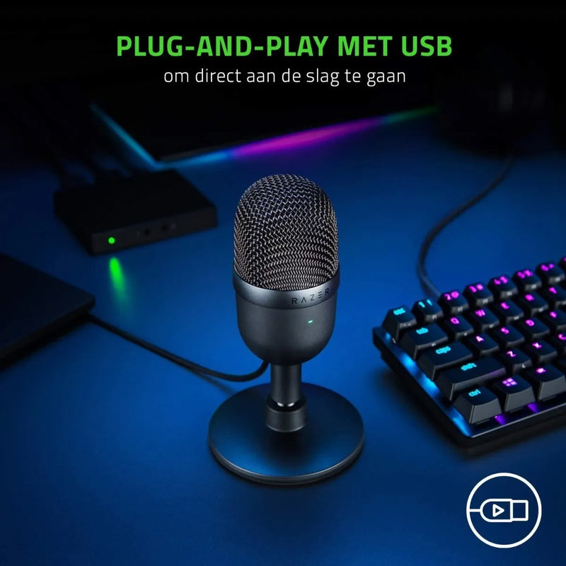 Micrófono Razer Seiren Mini USB para grabación profesional Color Negro
