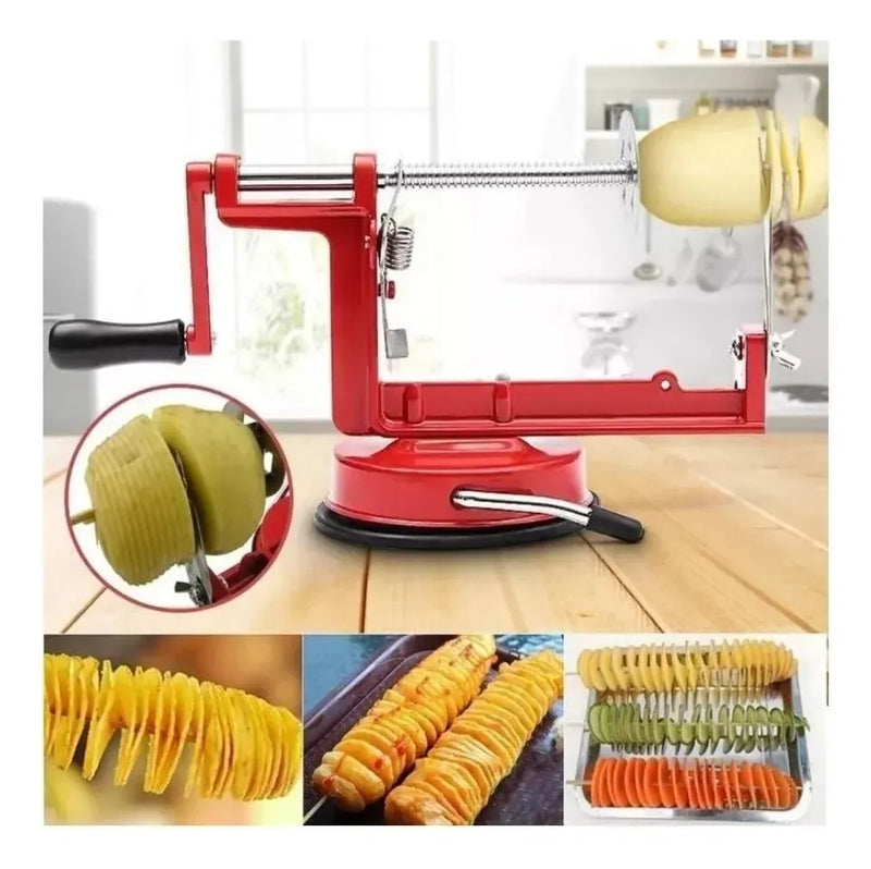 Pelador Papa En Espiral Espiropapa Verduras Cocina Rojo