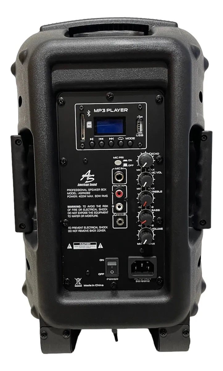 Parlante Activo Directo American Sound 8 Pul + Mic Aspa082 Negro