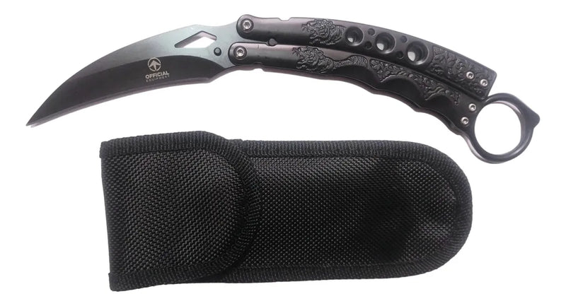 Navaja Cuchillo Mariposa Garra De Tigre Karambit Arte Marcia Opcional