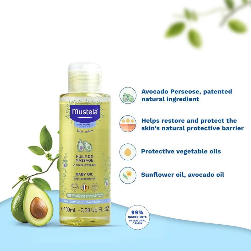 Mustela Aceite Hidratante Para Masajes Para Bebés, Con Ace.