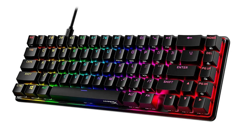 Teclado HyperX Alloy QWERTY HyperX Linear Red inglés US color negro con luz RGB