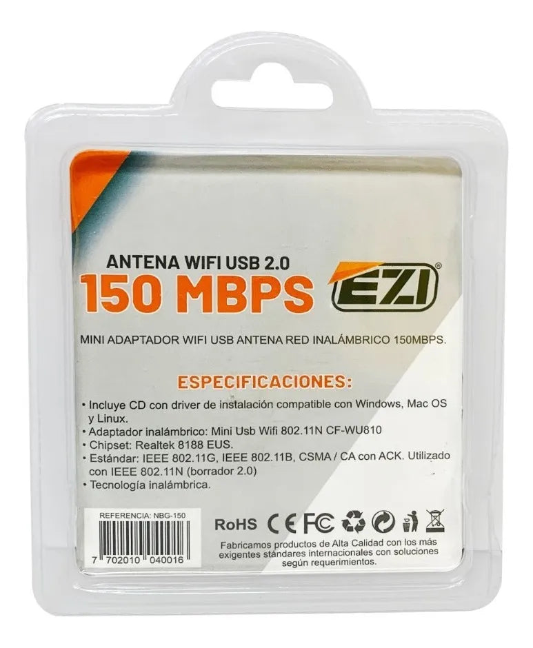 Antena Usb Wifi Tarjeta Nano Adaptador 150mbps 802.11n Pc