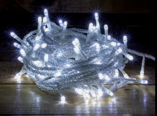 Luz Lineal Navidad Blanca 7 Mts 100 Bombillos Cable Blanco
