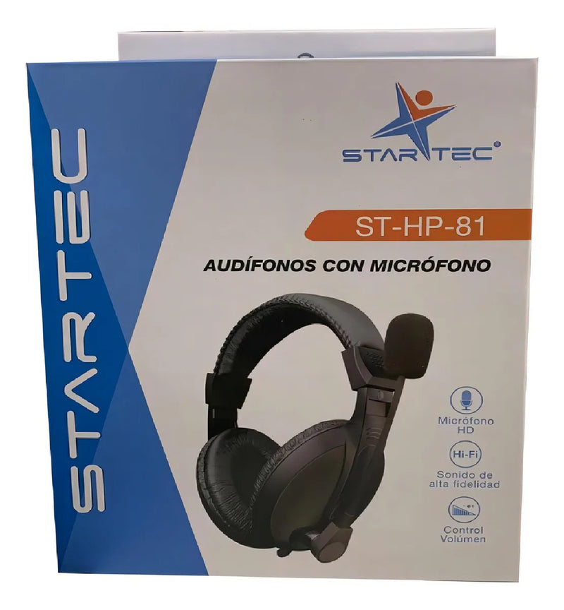 Audifonos Diadema Star Tec 3.5 Mm Negro Con Microfono St-hp-