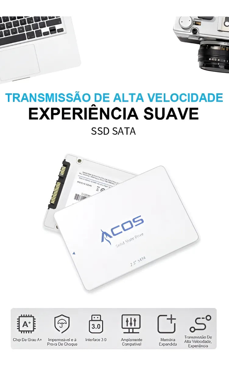 Disco sólido Acos Hd Ssd 256 GB 2.5 SATA, color blanco