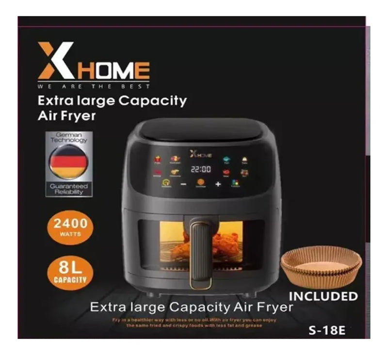 Freidora De Aire 8 Litros Sin Aceite Extra Grande Air Fryer Negro