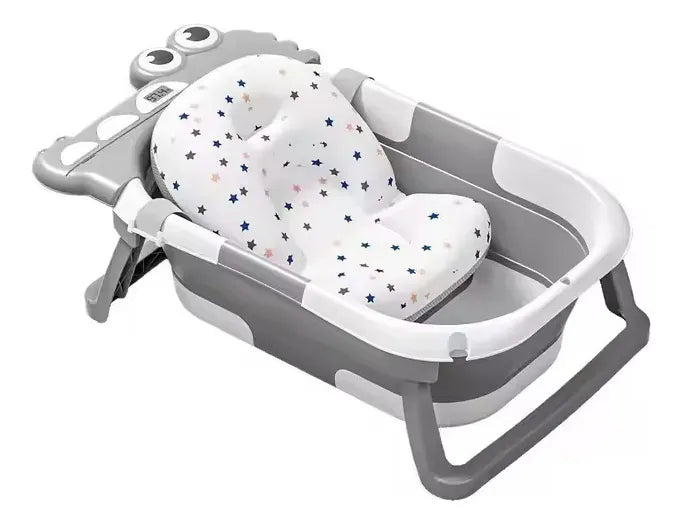 Bañera Plegable Portátil Con Termómetro Y Cojin Malla 6869 Color Azul Cocodrilo