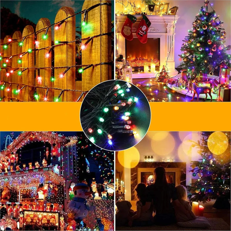 Luces Navideñas Solares Exterior 12metros 100 Leds Guirnalda Luces Multicolor