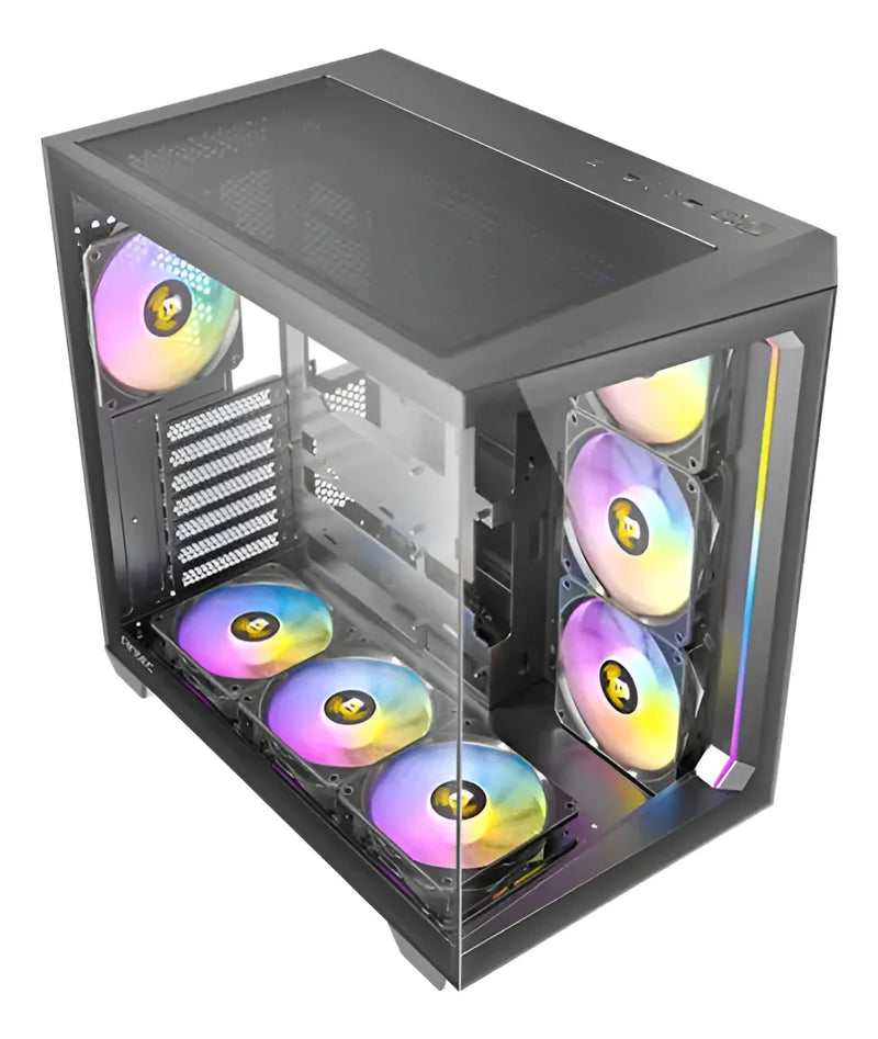 Armario para juegos Antec C5 Argb de vidrio de 4 mm, 7 ventiladores de 120 mm, color negro