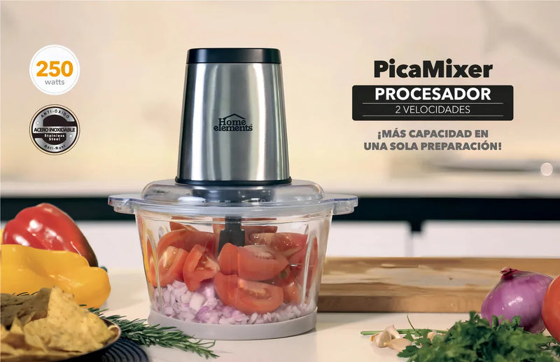 Picatodo Picamixer procesador 1.5L Home Elements vidrio