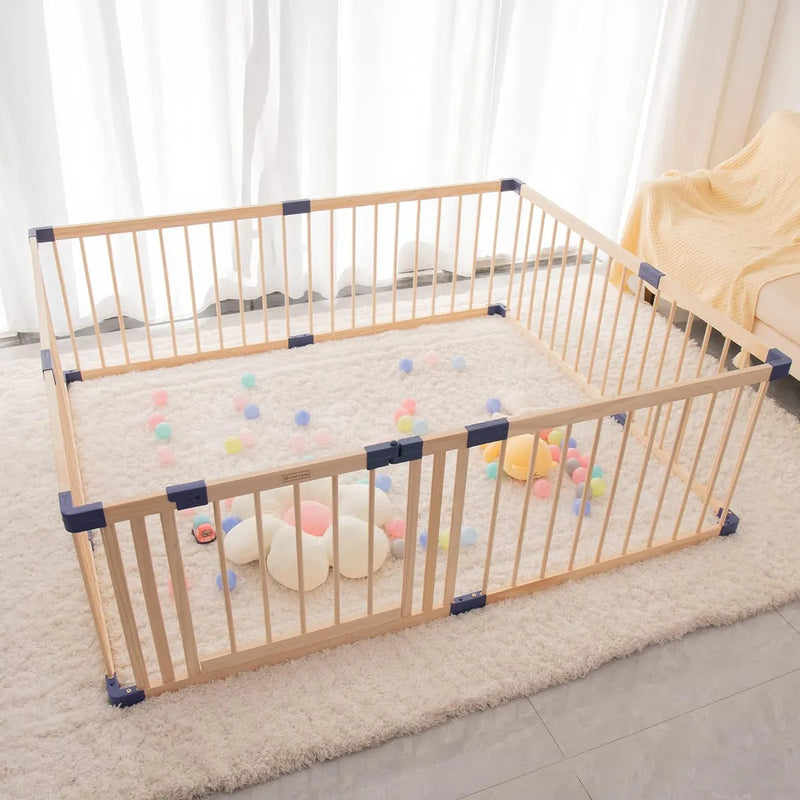 Parque Infantil De Madera Ultra Seguro Con Puerta