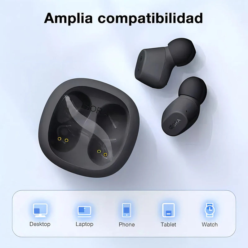 Audifonos Bluetooth Inalambricos 1Hora In-Ear Manos Libre Buds AUT208N Bluetooth 5.3 Para Celulares Color Negro