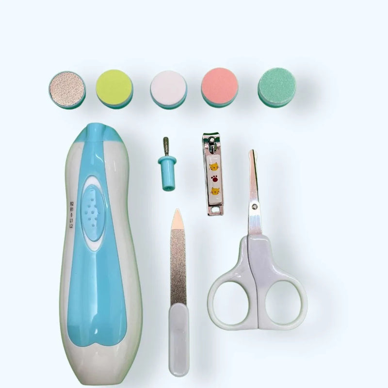 Set Manicure Completo Para Bebes Con Limas, Cortauña, Tijera Azul Claro