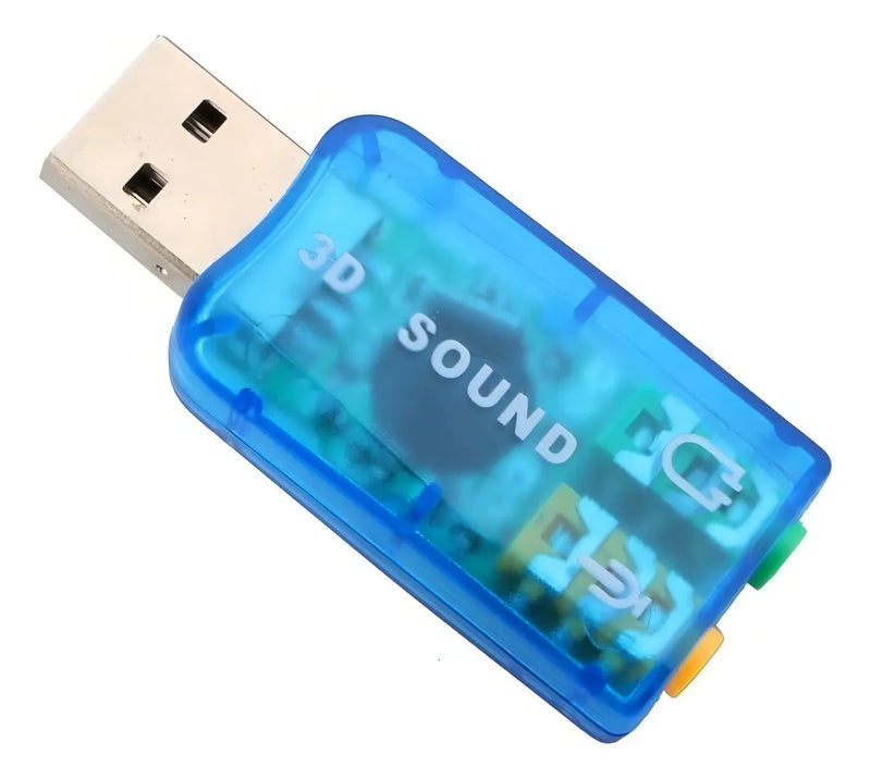 Tarjeta De Sonido Usb 5.1. Audifonos Y Microfono Plug 3.5mm Color Azul