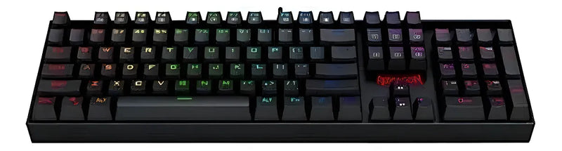 Teclado gamer Redragon Mitra QWERTY Outemu Blue español latinoamérica color negro con luz RGB