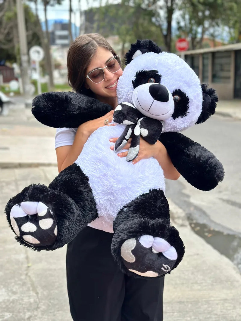 Oso De Peluche Gigante Josefino 1 Metro + 3 Globos + Moño Panda